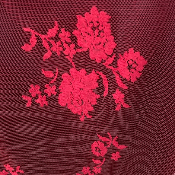 Asymmetrical red and black sheer floral dress - Picture 3 of 4